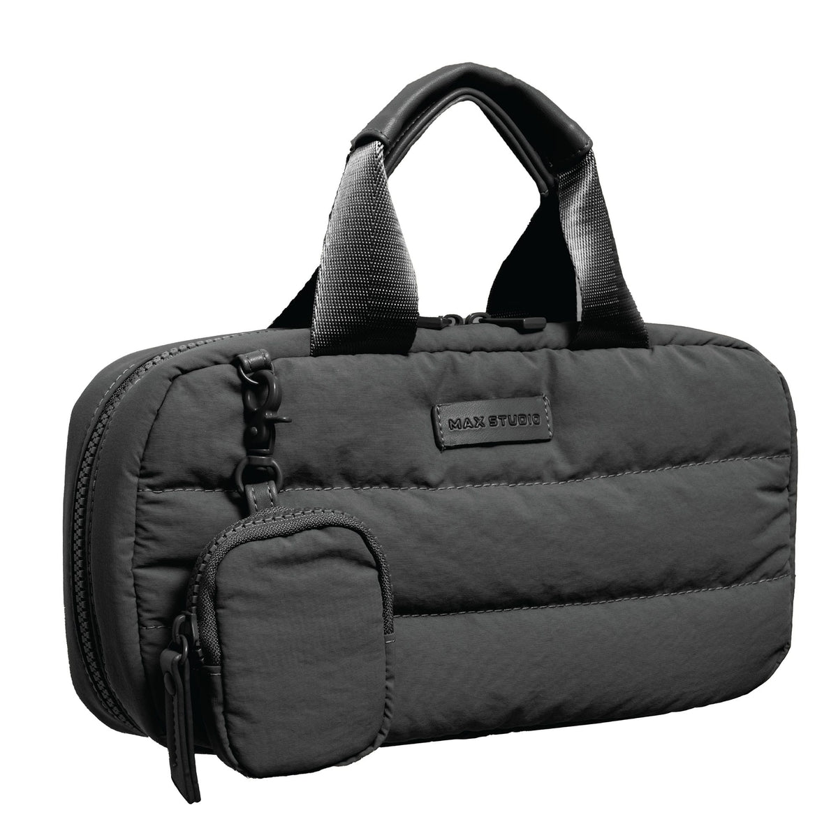 Max Studio The Crinkle Tubular Quilted Puffer Nylon Hanging Toiletry Case with Detachable Pouch