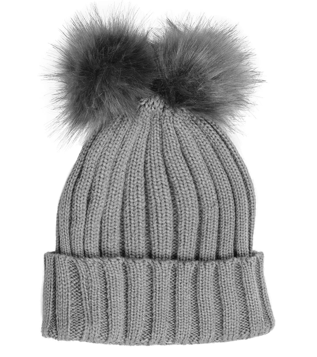 Adrienne Vittadini Dual Pom Pom Knit Beanie