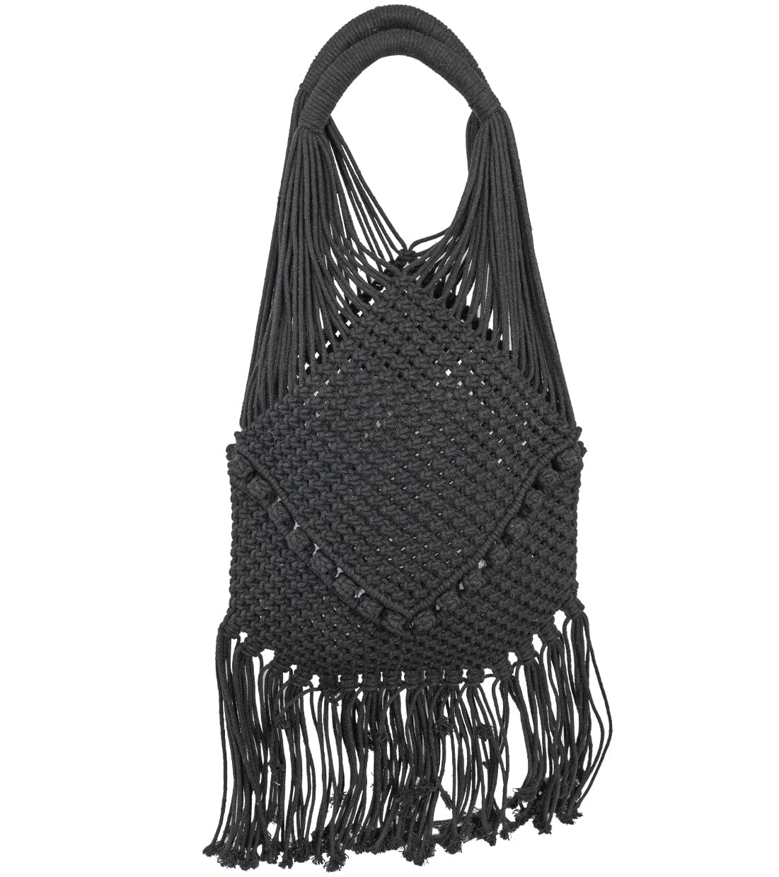 Magid Natural Cotton Macrame Fringe Shoulder Bag