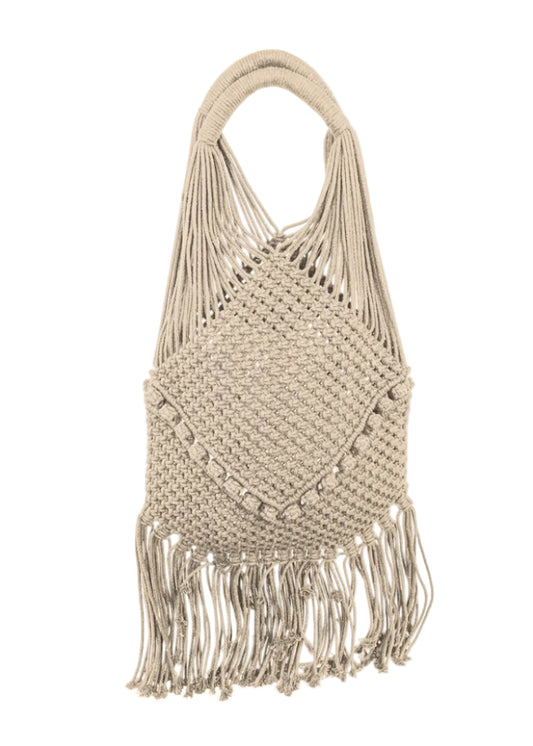 Magid Natural Cotton Macrame Fringe Shoulder Bag