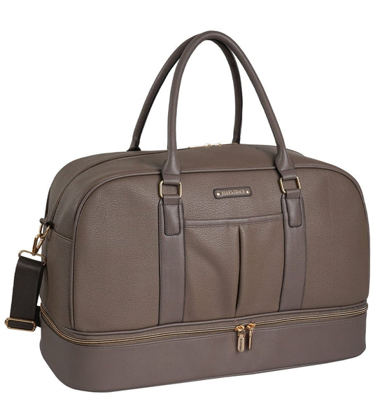 Ellen Tracy 20 Inch Pebble Grain Pocket Drop Bottom Duffel