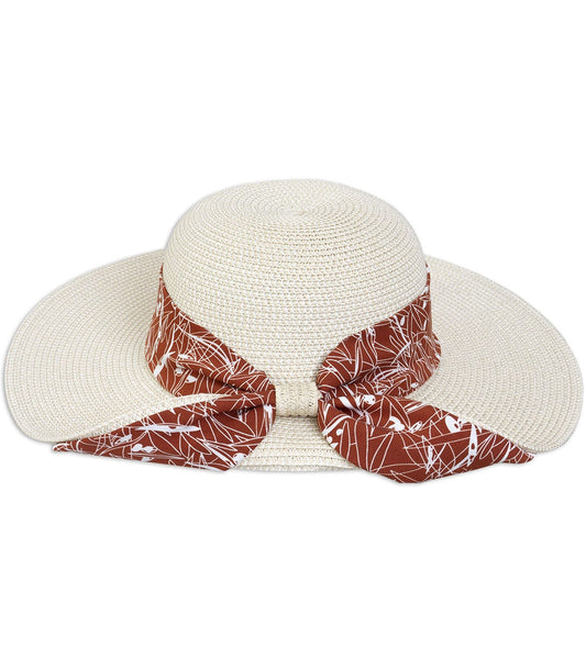 Magid Printed Ribbon Straw Floppy Hat