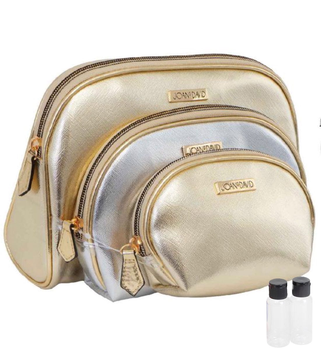 Joan & David 3 Piece Metallic Dome Cosmetic Pouch Set