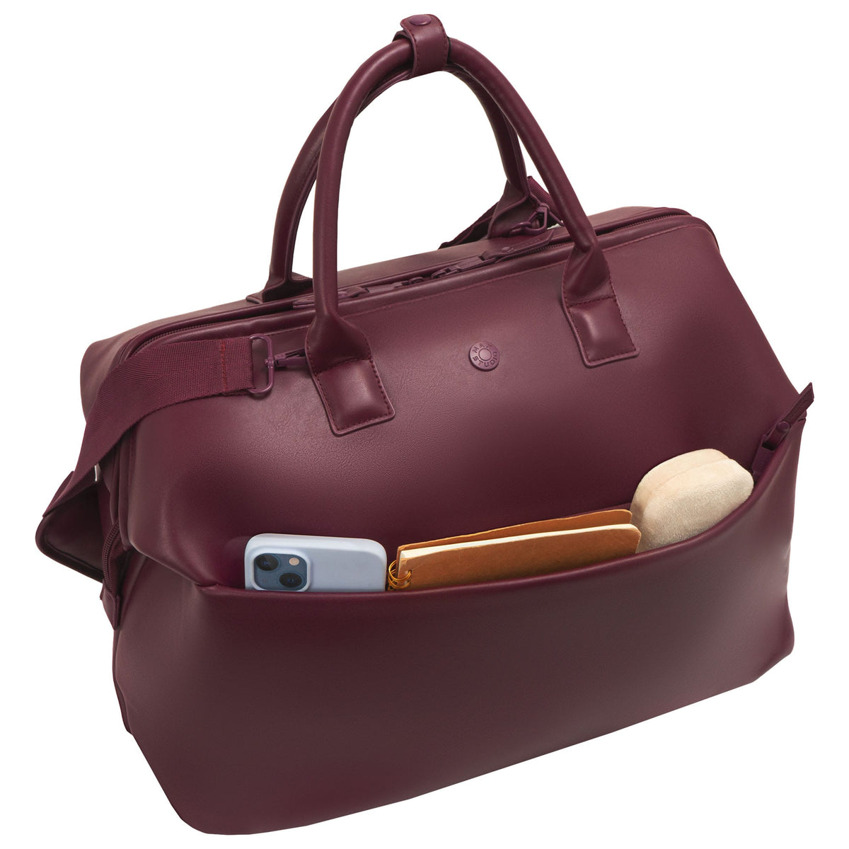 Max Studio 18 Inch Smooth Faux Vachetta PU Frame Weekender Duffle