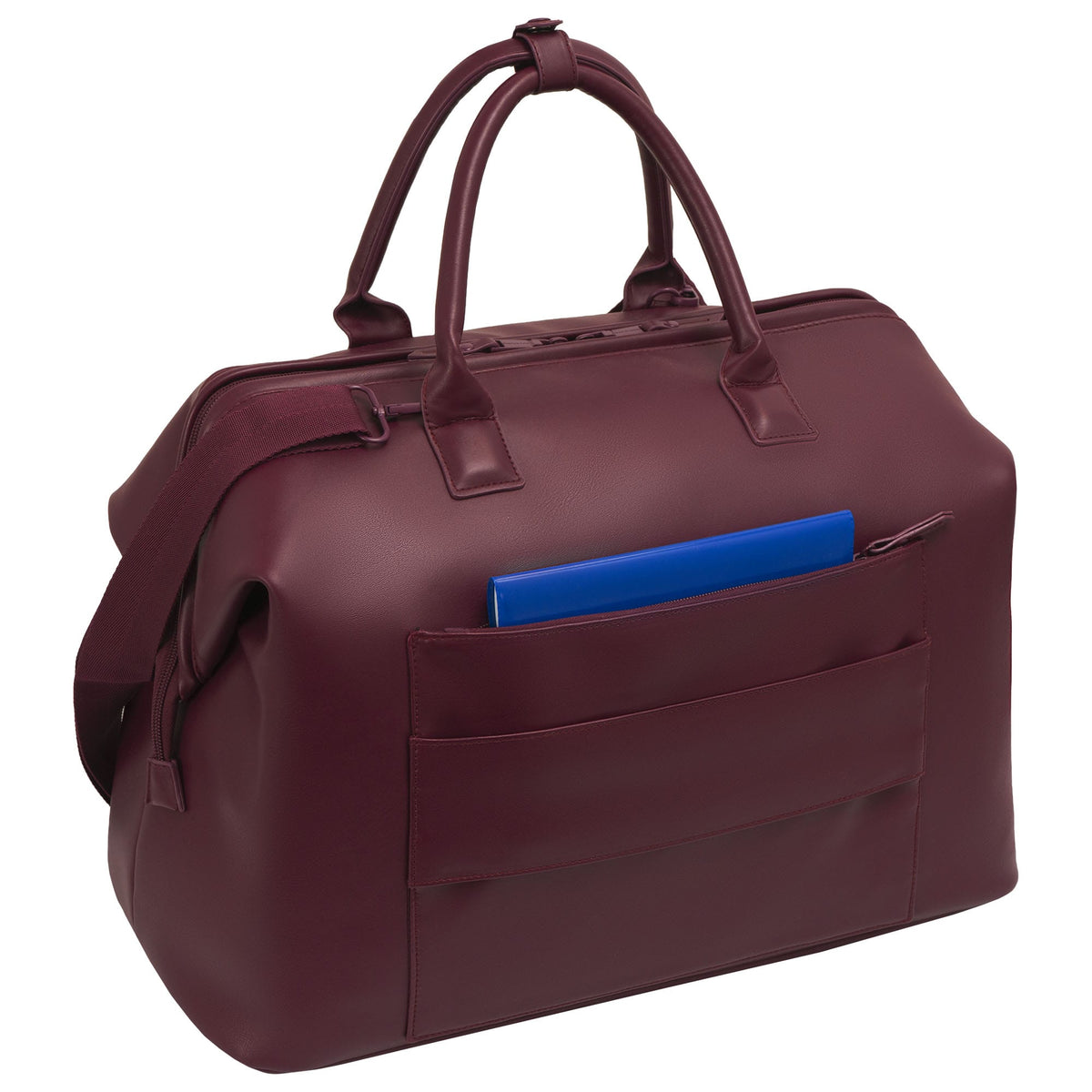 Max Studio 18 Inch Smooth Faux Vachetta PU Frame Weekender Duffle