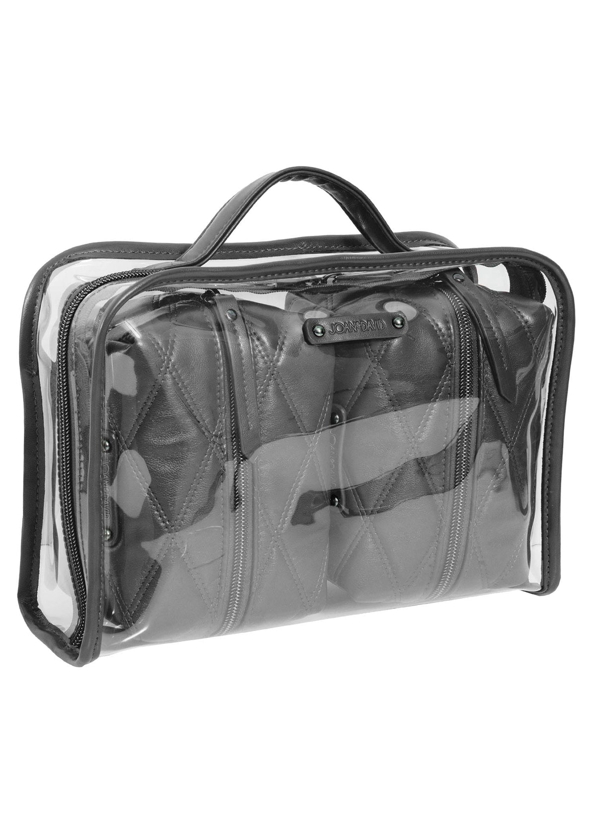 Joan & David The Horizontal Diamond Quilted 3-Piece Clear Cosmetic Bag Set