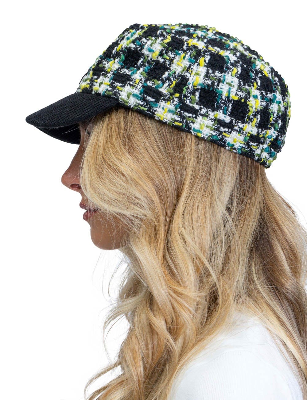 Magid Tweed Plaid Bouclé Cadet Cap